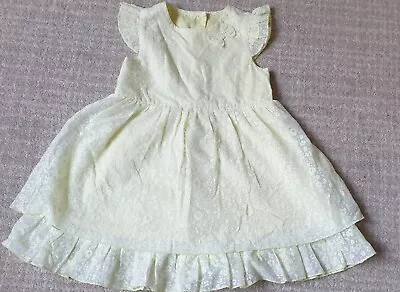 💛 Primark Baby Girls Light Yellow Net Floral Dress. 18-24 Months 1.5-2 Years.  • £0.89