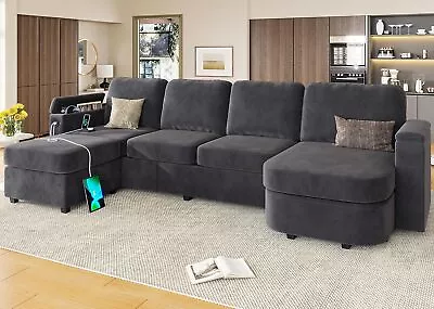 U Shaped Sectional Couch With Storage Velvet Convertible Sofa For Living Room • $869.89