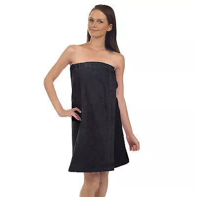 Women’s Premium Terry Velour Spa Wrap -Black • $29.99