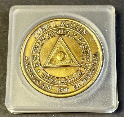 1976 Vintage Masonic Coin JOHN McCAIN RW GRAND MASTER PA American Bicentennial • $20