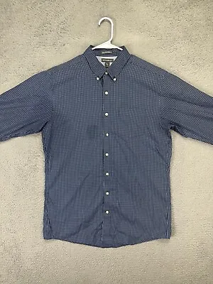 Eddie Bauer Shirt Adult Large Tall Blue Plaid Classic Fit Wrinkle Button Up Mens • $9.50