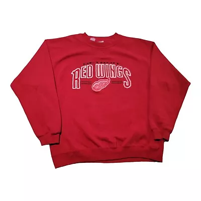 Vtg Detroit Red Wings Sweatshirt Mens M Red Lee Sport Embroidered NHL  • $34.95