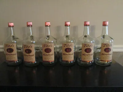 Lot Of 6 Empty 1.75 Liter/Half Gallon Tito's Handmade Vodka Bottles With Caps • $30