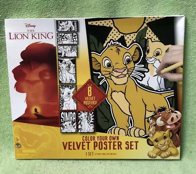 Disney The Lion King Color Your Own Velvet 8 Poster Set Children's Activity NEW • $7.95