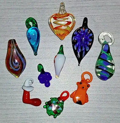 10PC. Lampwork Glass Pendants Charms Multi Color Heart Teardrop Peppers & More • $10.95