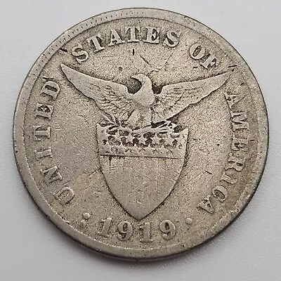 1919-S 5 Centavos Fine Philippines US San Francisco Mint Five USA • $14.99