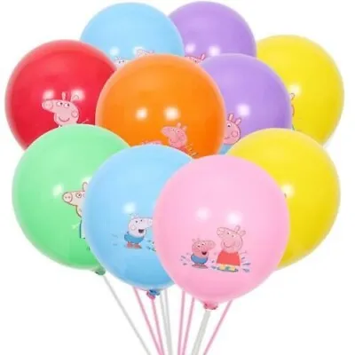 12  Peppa Pig Coloured Latex Party Balloons 8pcs Madeoko Decorations UK Themed • £3.99