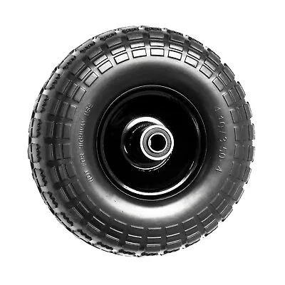 10  Wheel 4.10/3.50-4 Puncture Proof Steel Rim Sack Truck 16mm Bore 45mm Offset • £12.07