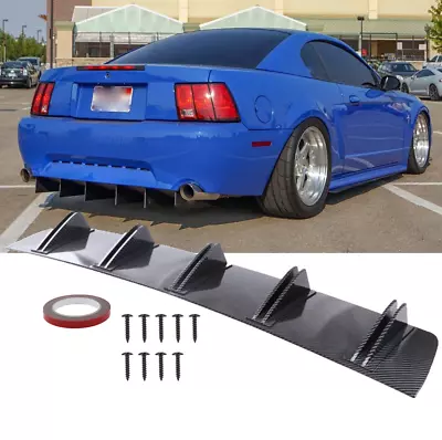$46.43 • Buy For 1999-04 Ford Mustang Rear Bumper Diffuser Shark 5-Fins Spoiler Lip Splitter 