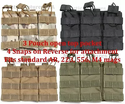 Tactical Molle Triple Magazine Pouch Nylon Open Top 5.56 .223 Rifle Mag Holder • $8.88