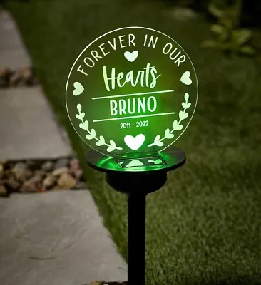 Personalised Memorial Garden Solar Light LED Colour Changing Sign Pet Or Family • £24.99