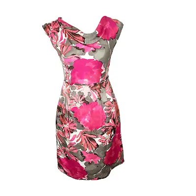 Banana Republic Dress Women 4 Pink Floral Mad Men Collection 60s Style Fit Flare • $17.50