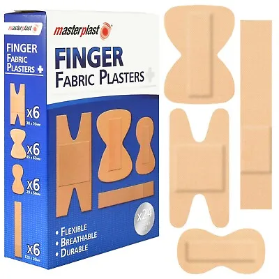 24 X FABRIC PLASTERS Small Wound Dressing Flexible FINGER TIP KNUCKLE First Aid • £3.98