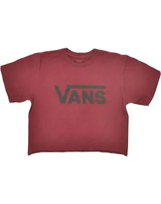 VANS Womens Crop Graphic T-Shirt Top UK 10 Small Maroon Cotton AB35 • £9.23