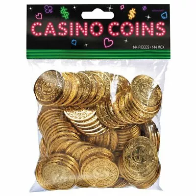144 X Casino Play Money Place Your Bets Plastic Gold Coins Play Gambling Money • $14.99