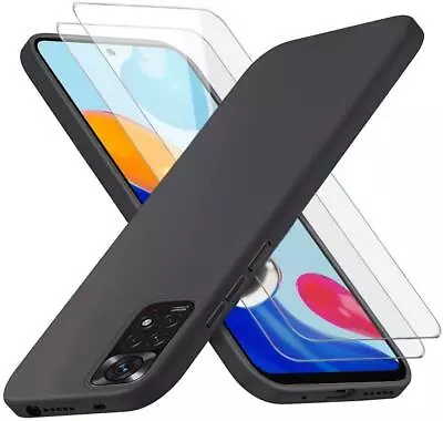 For Xiaomi Redmi Note 11 4G Case Slim Silicone Phone Cover + 1 X Tempered Glass • £4.95