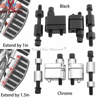Chrome Black Floorboard Extensions Kit For Harley Touring (Street Glide, Road King) 2009-2021