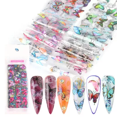 10Pcs Colorful Beautiful Butterfly Nail Art Transfer Foil Sticker Manicure DIY • $2.35