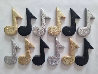 £4.95 • Buy 12 Glittery Gold Mix Music Notes- Edible Sugar Cake Decorations / Toppers