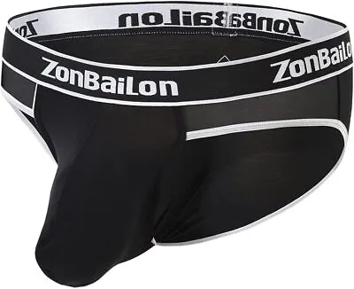 Men’s Black Briefs Low Rise Bulge Enhancing Pouch Comfy Gentle Bamboo Underwear • $17.72