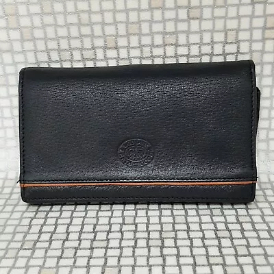 Ladies London Leather Goods Purse Money Wallet Organizer Flap Over Black RFID • £19.99