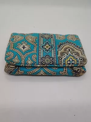 Vera Bradley Totally Turquiose Card Wallet Brown Floral Paisley FREE SHIPPING • $12.99