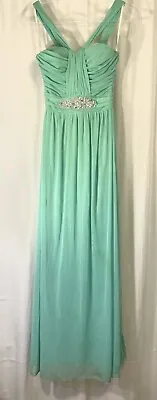 B. Smart Teal Dress Long With Rhinestones Accent Juniors Size 7 • $16.50