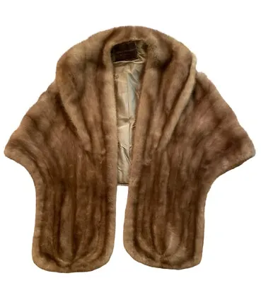 Vintage 1950s Harman Fur Farms MINK Fur STOLE-WRAP-SHAWL-CAPE With Satin Lining • $95.88