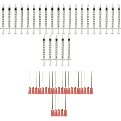 25 Pack 1ml Syringe + BLUNT TIP NEEDLE 18 Gauge 1   W/Caps DIY Liquid Glue 1CC • $16.95