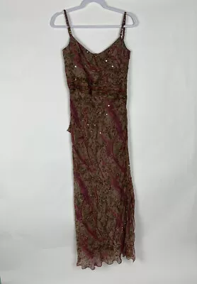 Vintage 90s Victoria Royal Floral Beaded Size 12 Dress Burgundy Multicolor • $150