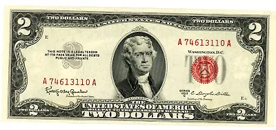 1953-C Series $2 Dollar Bill Red Seal Note - AU • $13.50