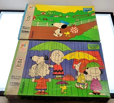 TWO Vintage 1960s Peanuts Snoopy Charlie Brown 500 Piece Jigsaw Puzzles • $25