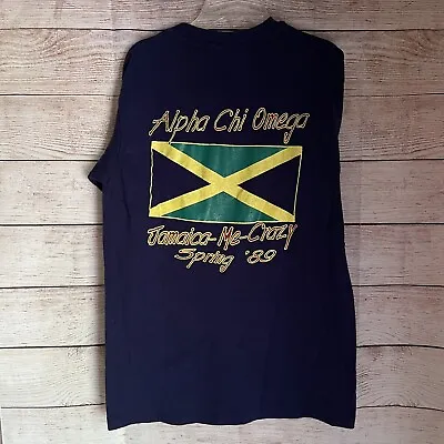 Vintage 80s 1989 Alpha Chi Omega Jamaica Spring Break Tshirt Single Stitch Large • $25