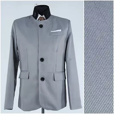 Mens Mao Collar Sport Coat 38R US Size DEER GARY Light Grey Blazer Jacket • $59.99