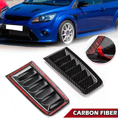 Car Carbon Fiber Hood Vent Scoop Kit Air Flow Intake Louver Cooling Bonnet Cover • $23.99