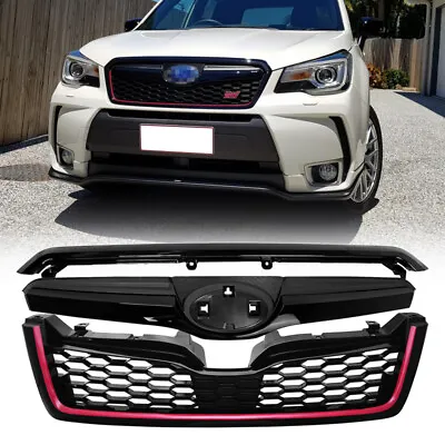 Fit 2014-2018 Subaru Forester STI-Style ABS Front Grille Bumper Grill W/Red Trim • $80.10