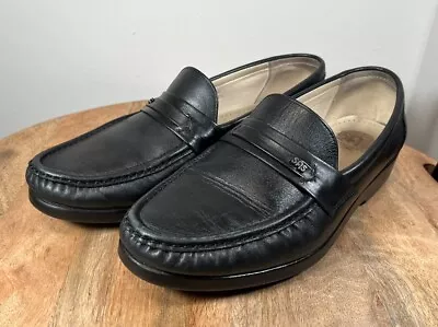 SAS Ace Hand-Sewn Genuine Leather Loafers Shoes BLACK Men’s 10.5 W Made In USA • $19.99