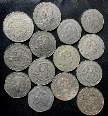 OLD MEXICAN COIN LOT - 14 LARGE TYPE MEXICAN COINS - Lot #A16 • $9.50