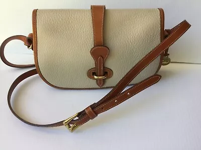 Dooney & Bourke All Weather Leather Handbag Off White And Tan Crossbody Strap • $40