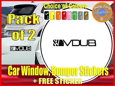 2 VOLKSWAGEN VW VDUB EURO Car Bike Van Window Bumper Sticker Vinyl Decal New • $6.21