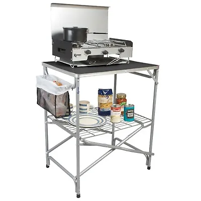 Kampa Major Field Kitchen - Folding Camp Cooker Stand Utility Shelving • £78.99