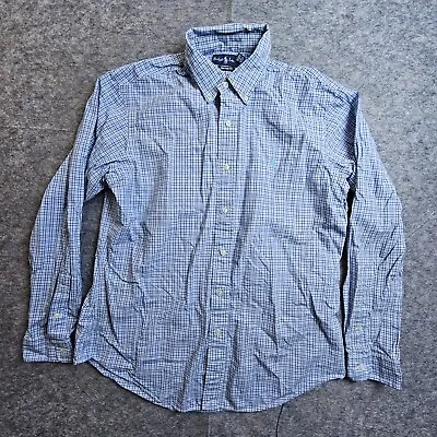 Vintage Ralph Lauren  Shirt Mens Large Blue Flannel Check Plaid Button Down • $12.99