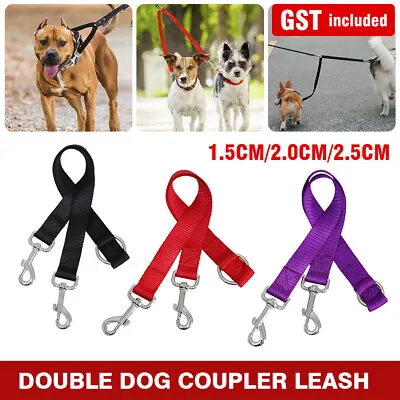 $5.99 • Buy Duplex Double Dog Coupler Twin Dual Lead 2 Way Two Pet Dogs Walking Safety Leash