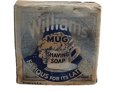 Vintage Williams Mug Shaving Soap Bar 1.75 Oz Aqua Blue Velvet  Paper Inside • $15