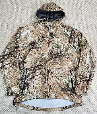 Cabelas Zonz Western Camo Lightweight Rain Jacket Mens L Packable Hood Full Zip • $34.19