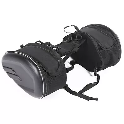 Motorcycle Rear Seat Bag Tail Backbag Travel Luggage Helmet Storage Pair Black  • $86.30