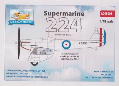 Air-craft Models Ac48003 1/48 Scale Supermarine 224 Complete Kit • £40