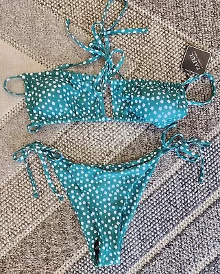 $11.89 • Buy ZAFUL, Ditsy Floral Frilled Tie Knot Front Strappy Bikini Sets, Swimwear Green M