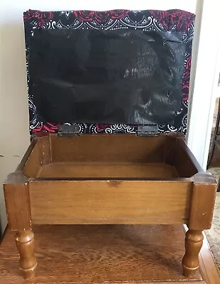 Vintage Wooden Wood Foot Stool Ottoman Opens To Bottom Storage Compartment VGC! • $20