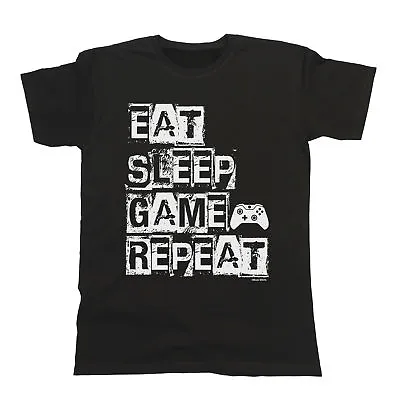 Eat Sleep Game Repeat Funny Mens ORGANIC T-Shirt Video Gamer Geek Nerd Gaming • £8.99